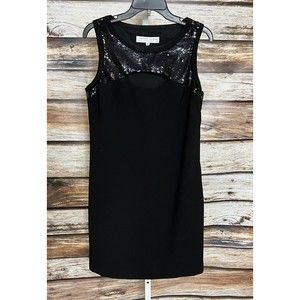 Trina Turk Black Sheath Dress Sequin Accent Party Holiday Cocktail Size 6
